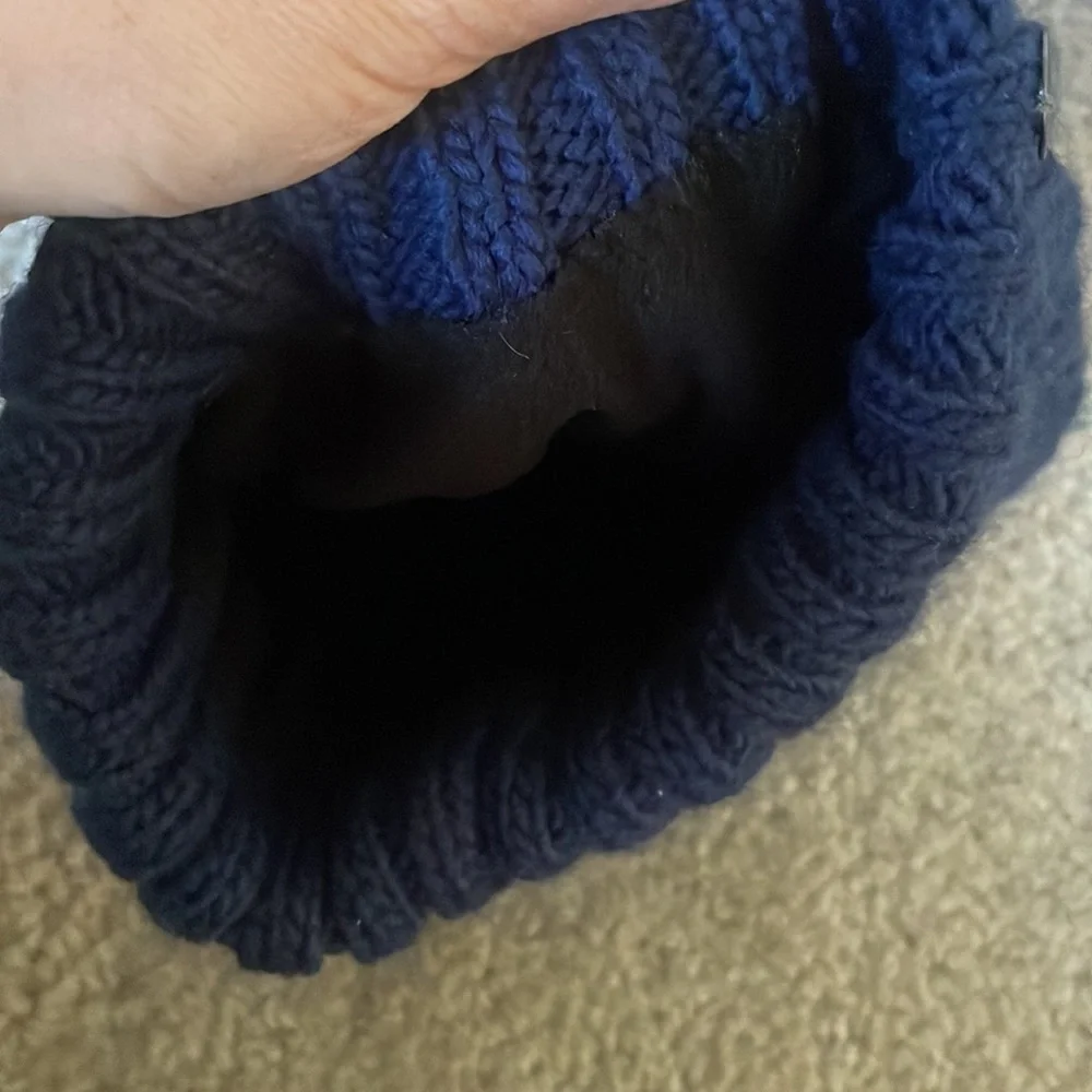 ROXY KNIT BEANIE​ NAVY BLUE WOMENS HAT POMPOM​​​​​​​​